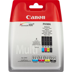 Canon CLI-551 inkoustová náplň 4 kusů Originální Standardní výtěžnost Černá, Azurová, Purpurová, Žlutá č.1