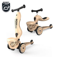 Scoot &amp; Ride Highwaykick 1 LIFESTYLE 2W1 RIDER AND HOLIDAY WITH LOCKED STORAGE BAG 1-5 YEARS LEOPARD č.1