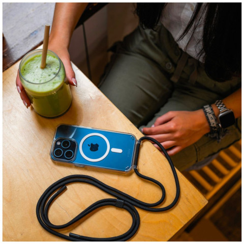 Pouzdro FIXED MagPure Neck s černou šňůrkou na krk pro Apple iPhone 16e č.5