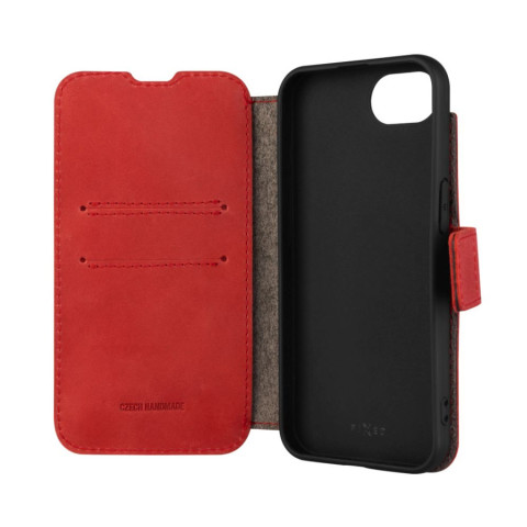 Kožené pouzdro typu kniha FIXED ProFit pro Apple iPhone 16e, červené č.3