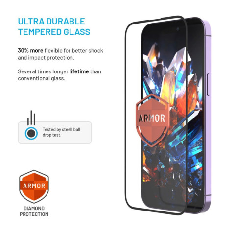 Ultra odolné tvrzené sklo FIXED Armor s Anti-dust aplikátorem a AR vrstvou pro Apple iPhone 13/13Pro/14/16e, černé č.4