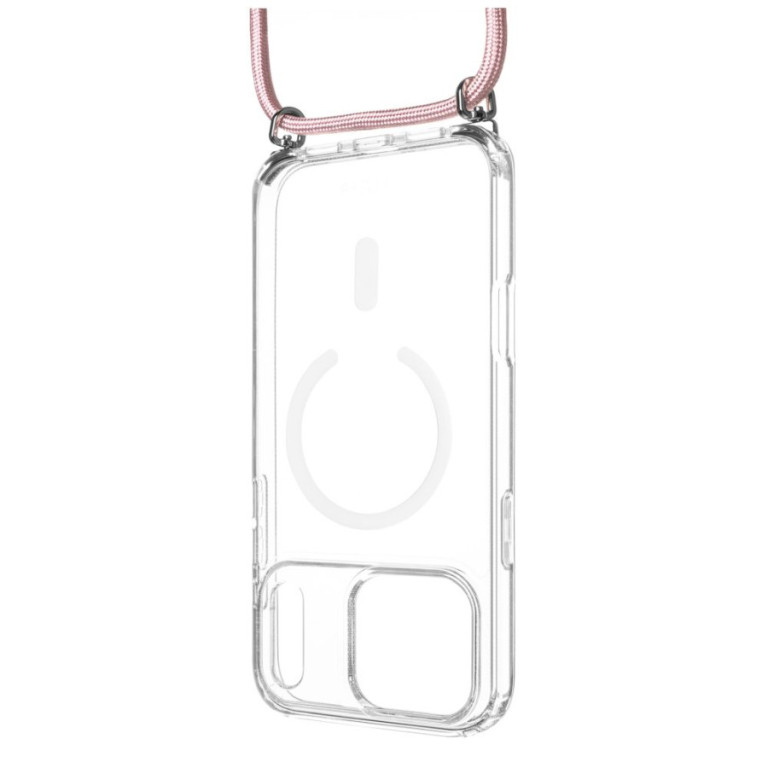 Pouzdro FIXED MagPure Neck s růžovou šňůrkou na krk pro Apple iPhone 17 Pro