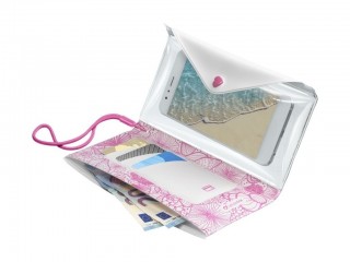 Voděodolné pouzdro s peněženkou Cellularline VOYAGER POCHETTE do velikosti 6,3, růžové