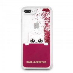 Karl Lagerfeld Peek a Boo TPU Glitter pouzdro iPhone 7/8 Plus růžové