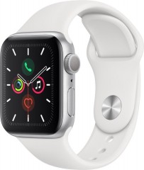 Apple Watch Series 5 40mm Silver Aluminium Case with White Sport Band GPS