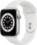 Apple Watch Series 6 44mm stříbrný hliník s bílým sportovním řemínkem kategorie A