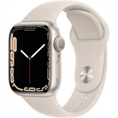 Apple Watch Series 7 45mm bílý hliník s bílým sportovním řemínkem č.1
