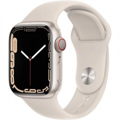 Apple Watch Series 7 Cellular 41mm bílý hliník s bílým sportovním řemínkem č.1