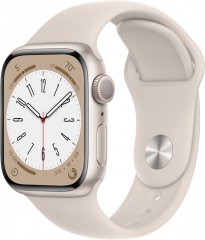 Apple Watch Series 8 45mm Hvězdně bílý hliník s hvězdně bílým sportovním řemínkem (MNP23CS/A) č.1