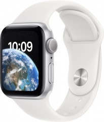 Apple Watch SE (2022) 40mm Stříbrný hliník s bílým sportovním řemínkem č.1