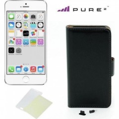 Pouzdro kniha Pure pro iPhone 6/6s, černá kůže + ochraná fólie č.1