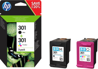 HP 301 Dvojbalení černé/tříbarevné originální inkoustové kazety č.1