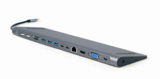 Gembird A-CM-COMBO9-01 USB Type-C 9-v-1 multiportový adaptér (USB hub + HDMI + VGA + PD + čtečka karet + LAN + 3,5 mm audio), vesmírně šedá č.1