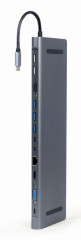 Gembird A-CM-COMBO9-01 USB Type-C 9-v-1 multiportový adaptér (USB hub + HDMI + VGA + PD + čtečka karet + LAN + 3,5 mm audio), vesmírně šedá č.2