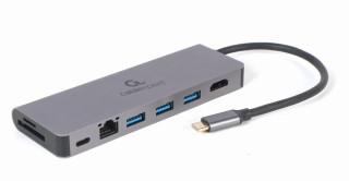 Gembird A-CM-COMBO5-05 USB Type-C 5-v-1 multiportový adaptér (Hub + HDMI + PD + čtečka karet + LAN) č.1